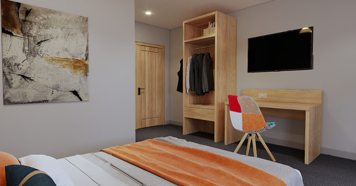 Artist impressions of a double bedroom at the Park Head Hotel.